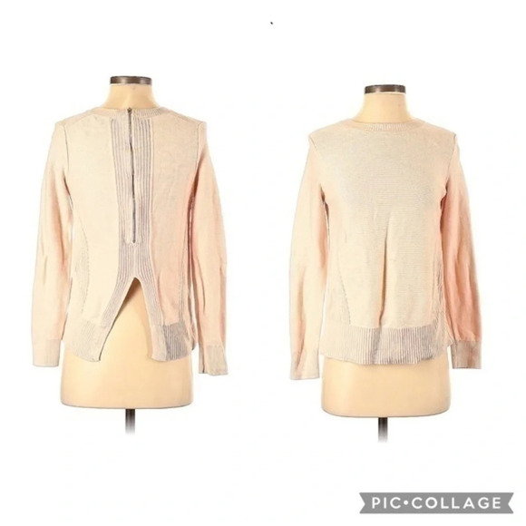 Banana Republic Size XS Light Pink Zipper Back Pullover Sweater Cotton Blend - Picture 3 of 6